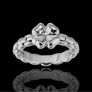 JAI John Hardy Sterling Silver Clover Ring Box Chain Band Women’s Size 9